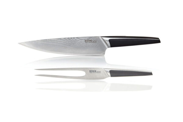 Forskæresæt med Damaskus kokkekniv på 20 cm fra Risvig